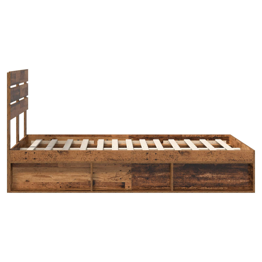 Bedframe met hoofdeinde Oudhout 135 x 190 cm Massief grenenhout