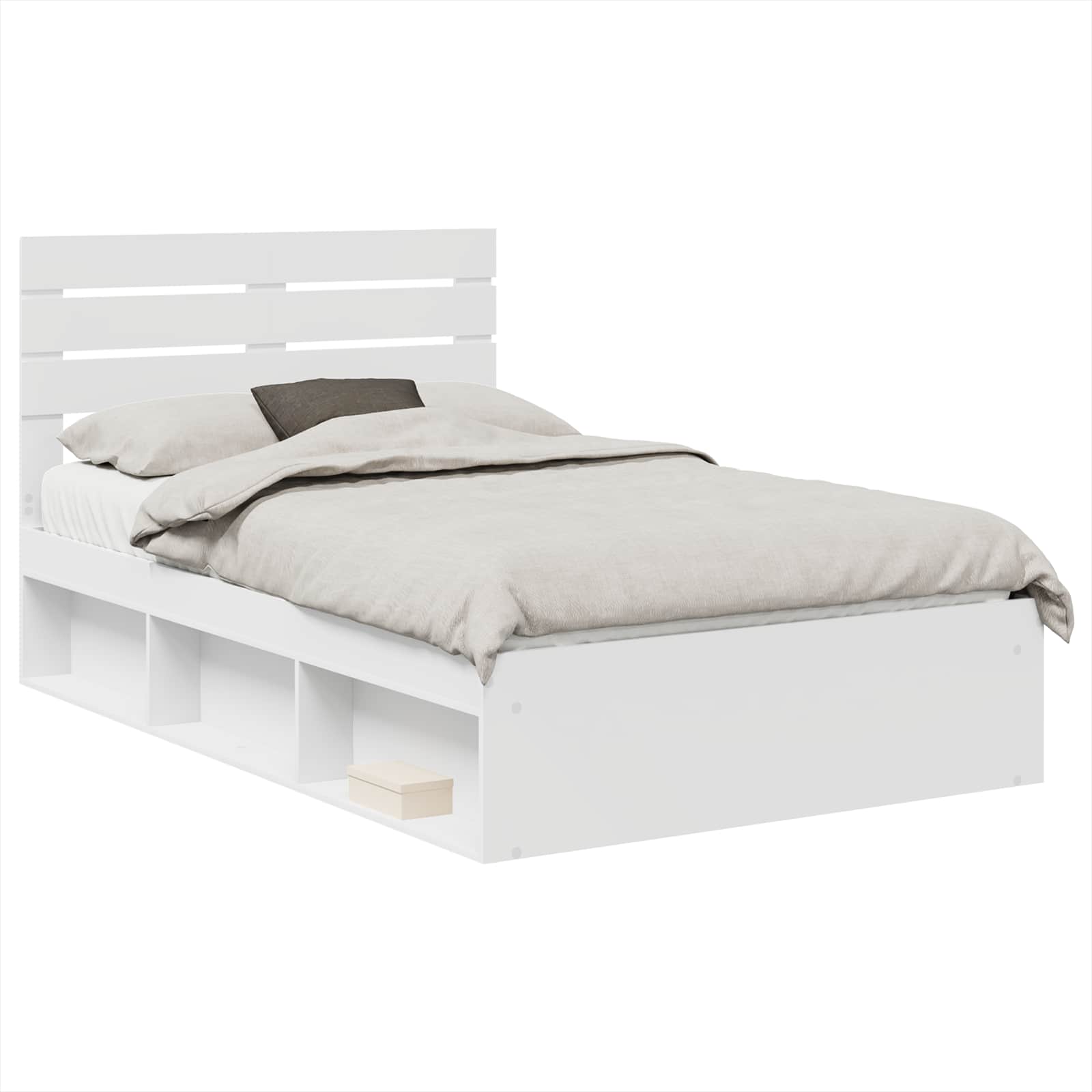 Bedframe met hoofdeinde Wit 120 x 200 cm Massief grenenhout