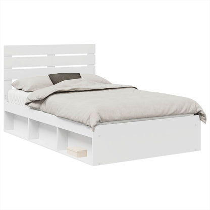 Bedframe met hoofdeinde Wit 120 x 200 cm Massief grenenhout