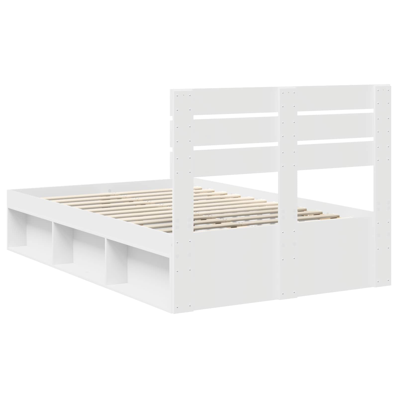 Bedframe met hoofdeinde Wit 120 x 200 cm Massief grenenhout