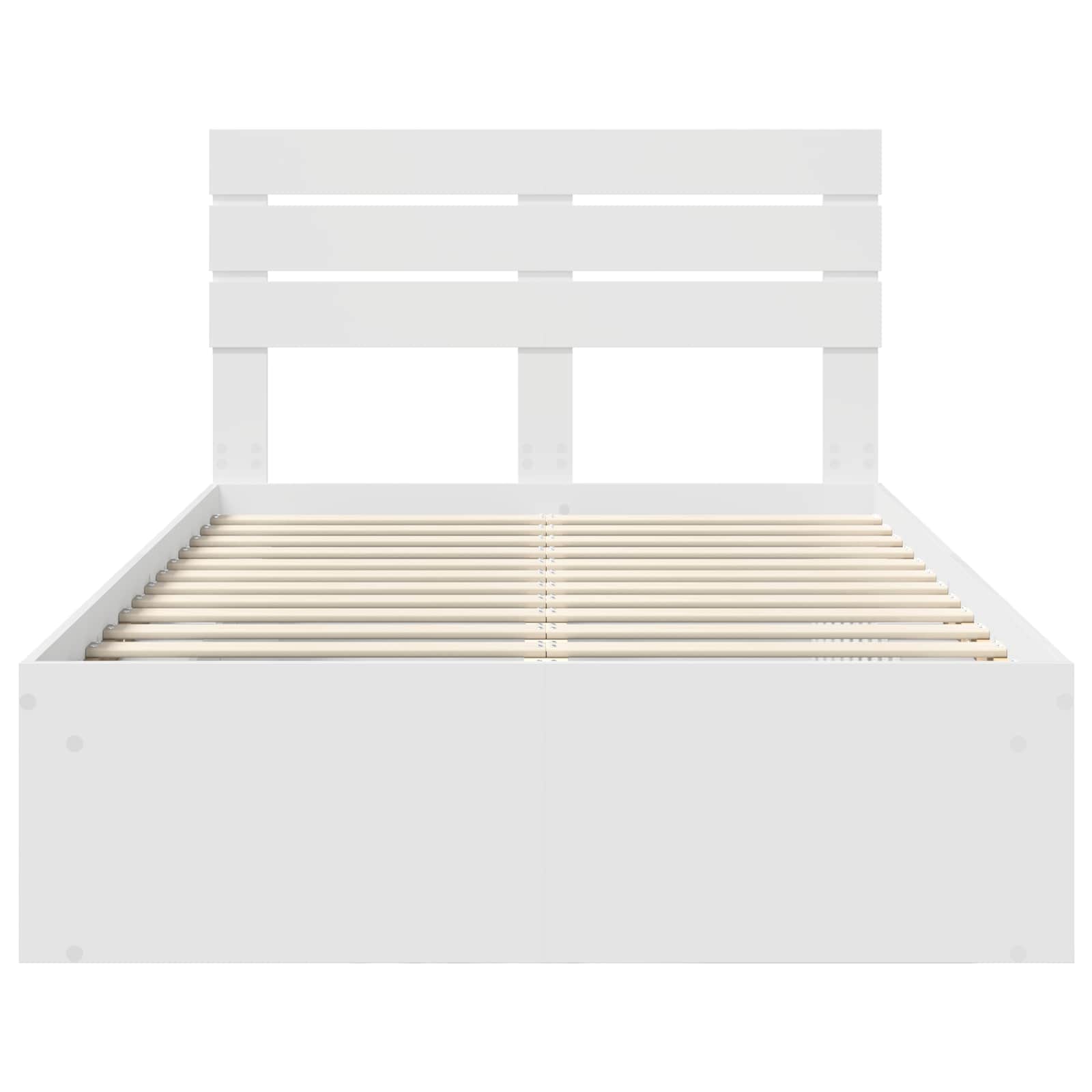 Bedframe met hoofdeinde Wit 120 x 200 cm Massief grenenhout
