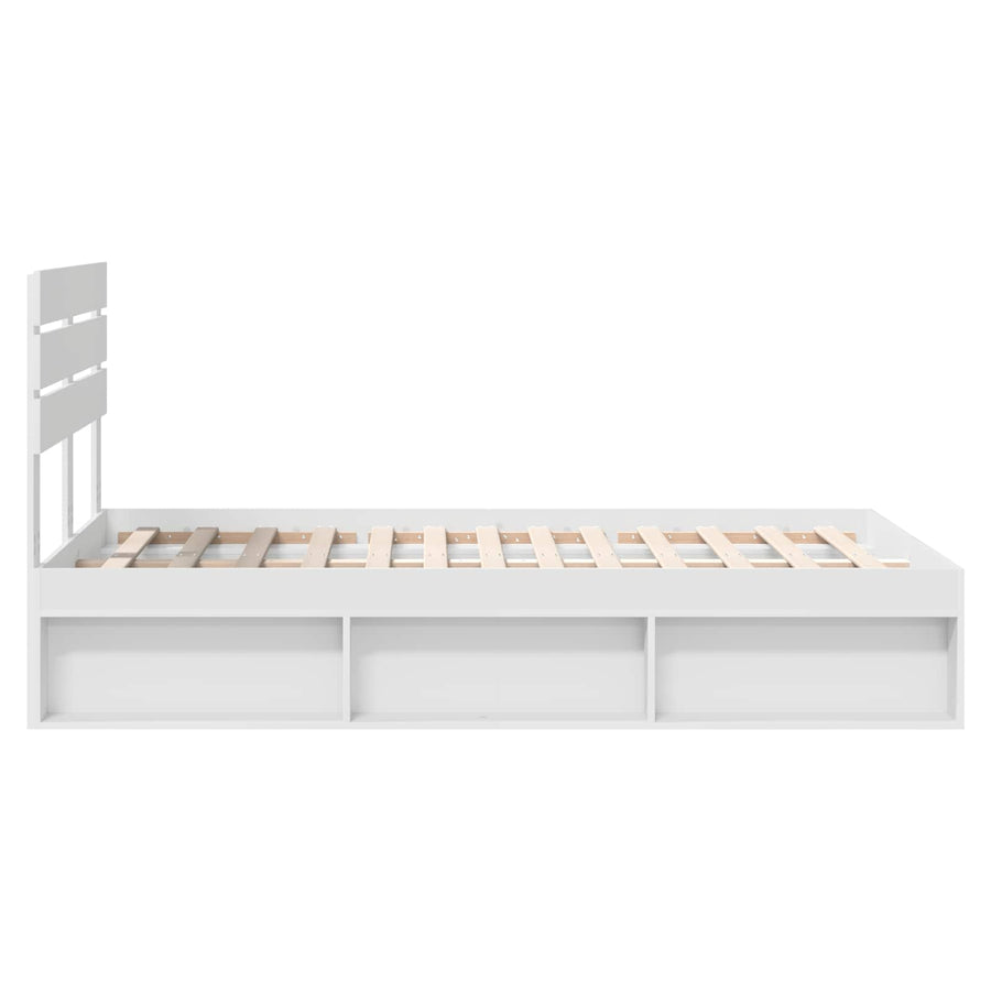 Bedframe met hoofdeinde Wit 120 x 200 cm Massief grenenhout