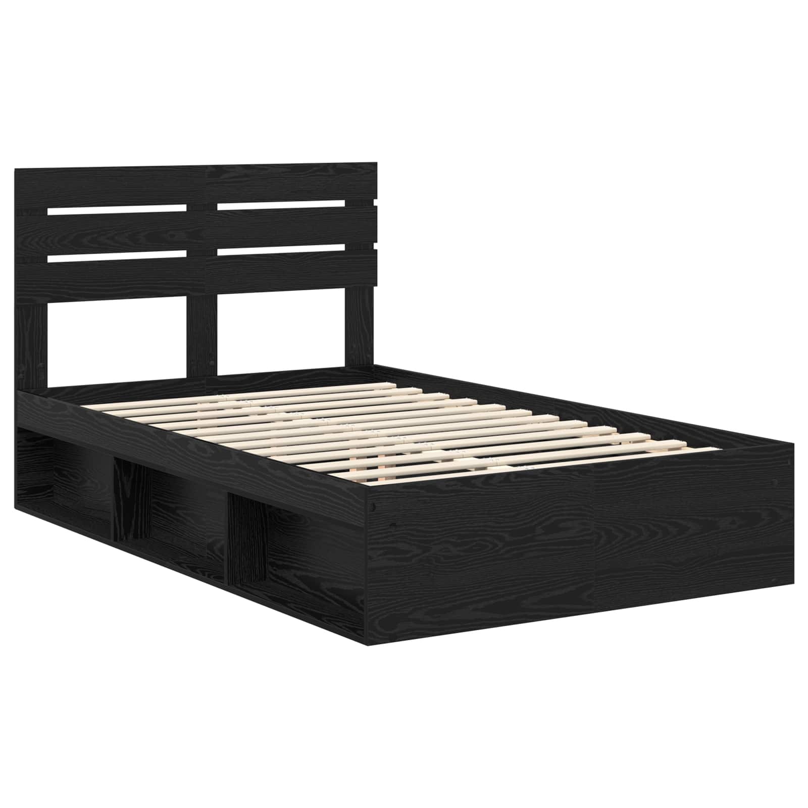 Bedframe met hoofdeinde Zwart 120 x 200 cm Massief grenenhout