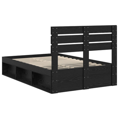 Bedframe met hoofdeinde Zwart 120 x 200 cm Massief grenenhout