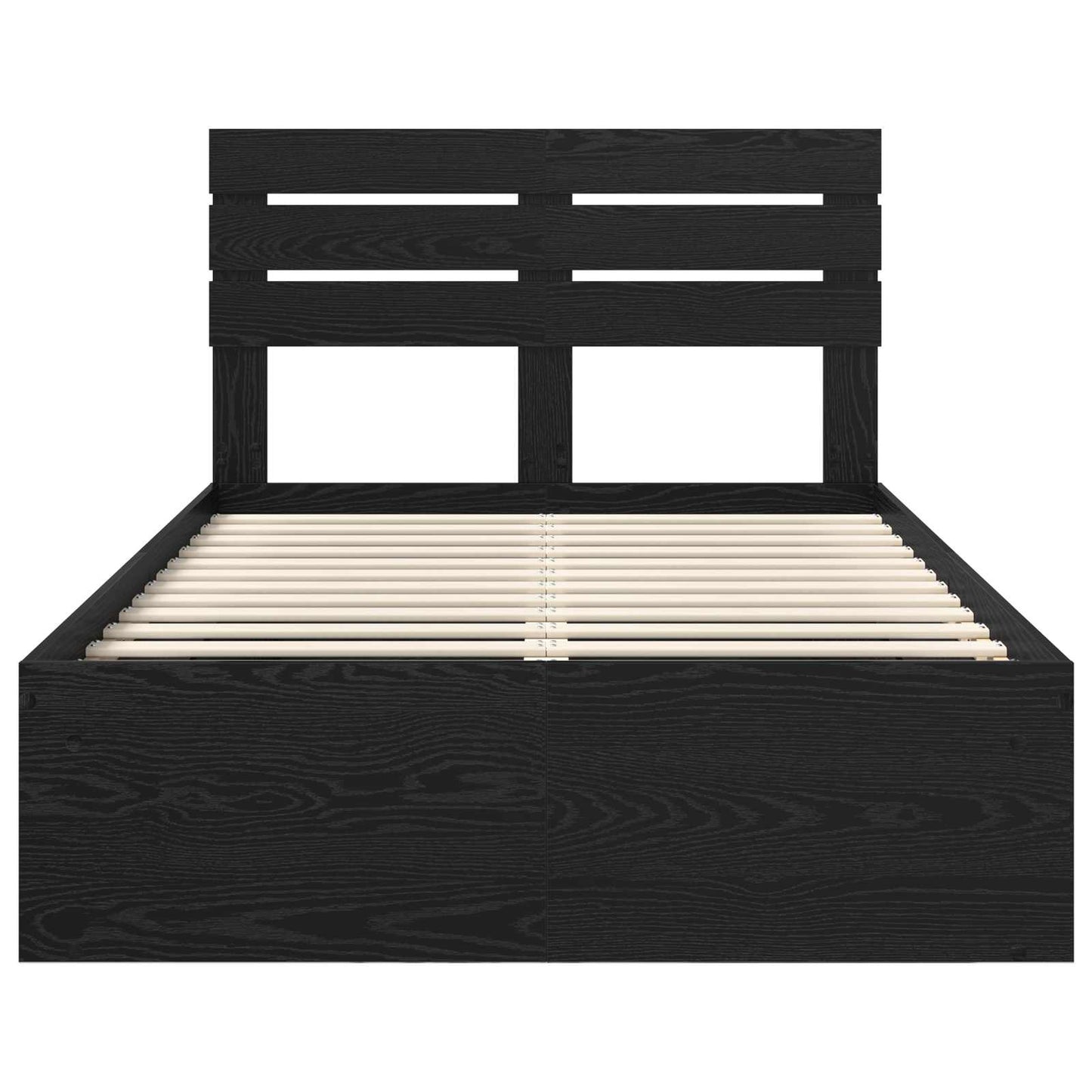 Bedframe met hoofdeinde Zwart 120 x 200 cm Massief grenenhout