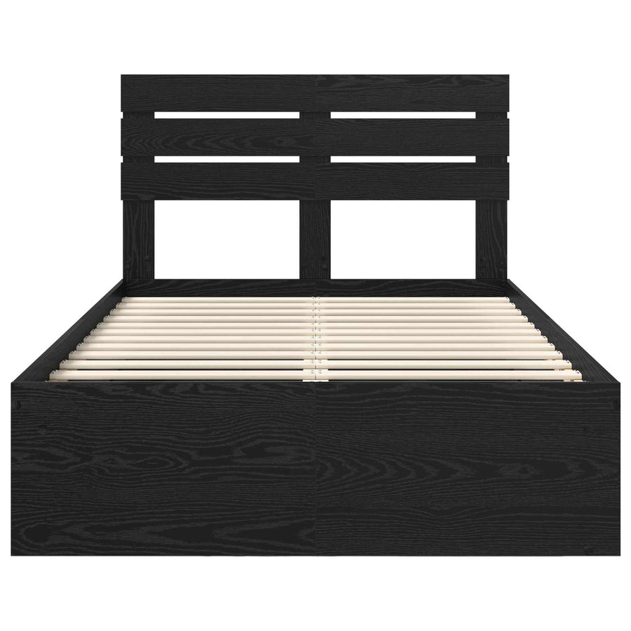 Bedframe met hoofdeinde Zwart 120 x 200 cm Massief grenenhout