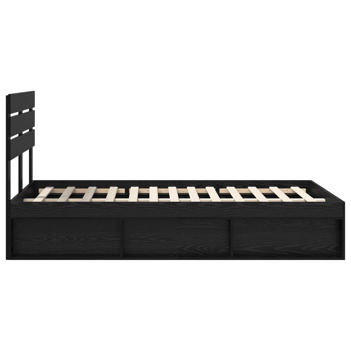 Bedframe met hoofdeinde Zwart 120 x 200 cm Massief grenenhout