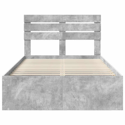 Bedframe met hoofdeinde Beton 120 x 200 cm Massief grenenhout
