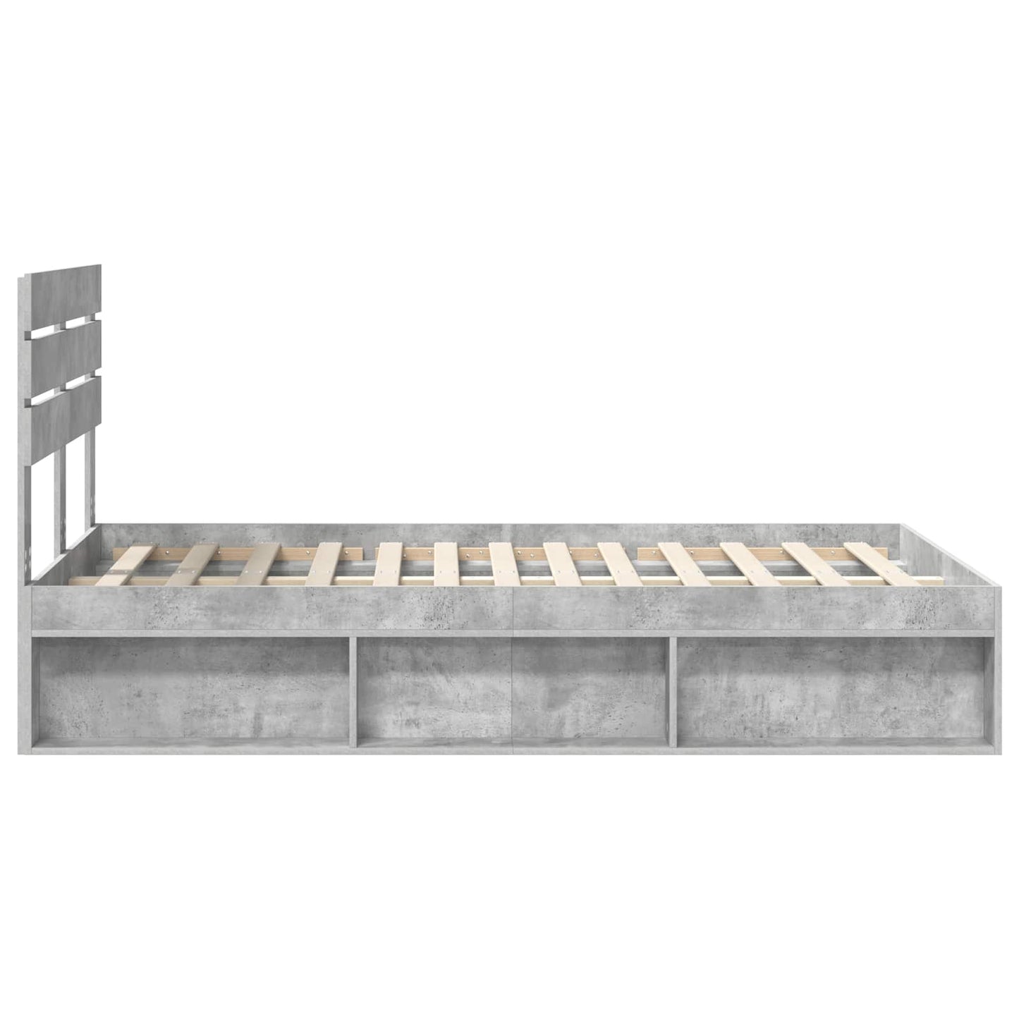 Bedframe met hoofdeinde Beton 120 x 200 cm Massief grenenhout