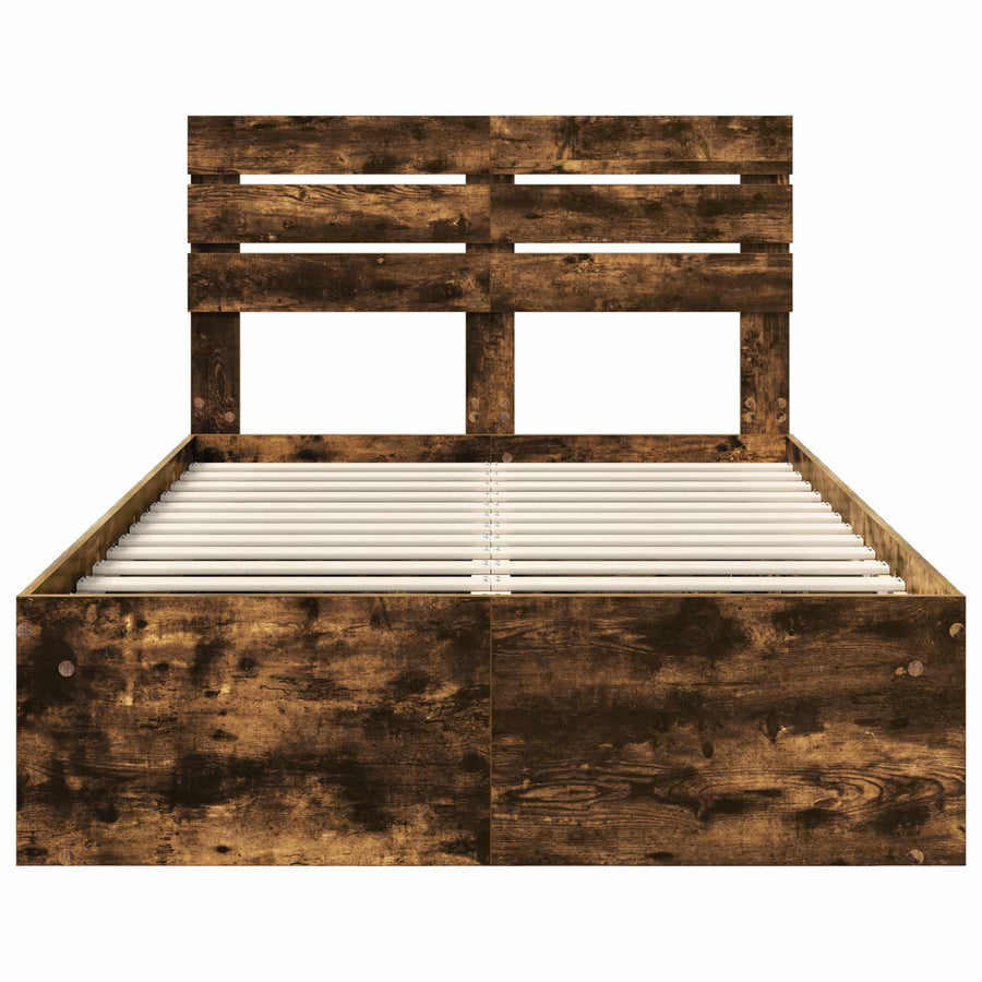 Bedframe Gerookt eiken 120 x 200 cm Massief grenenhout