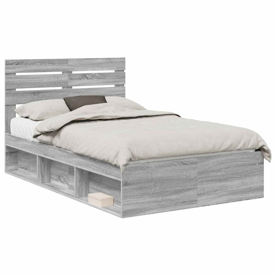 Bedframe Grijs Sonoma 120 x 200 cm Massief grenenhout