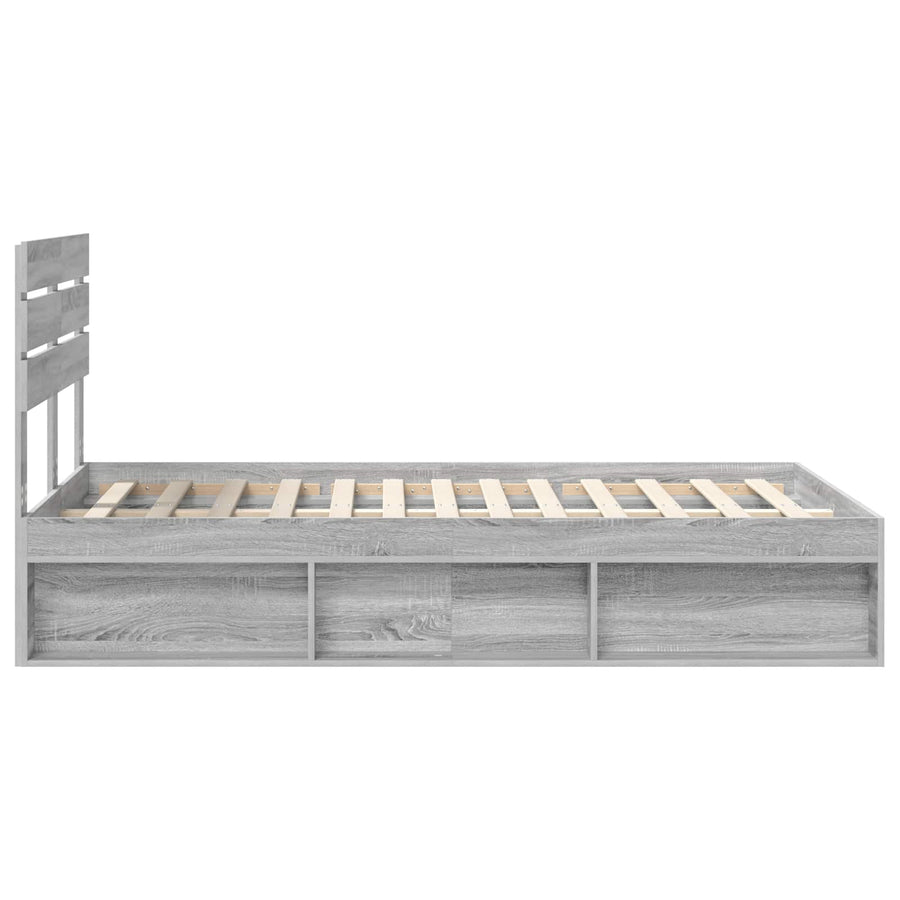 Bedframe Grijs Sonoma 120 x 200 cm Massief grenenhout