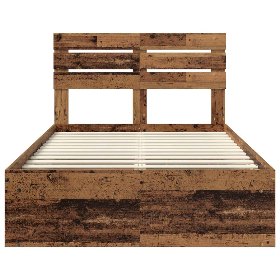 Bedframe met hoofdeinde Oudhout 120 x 200 cm Massief grenenhout