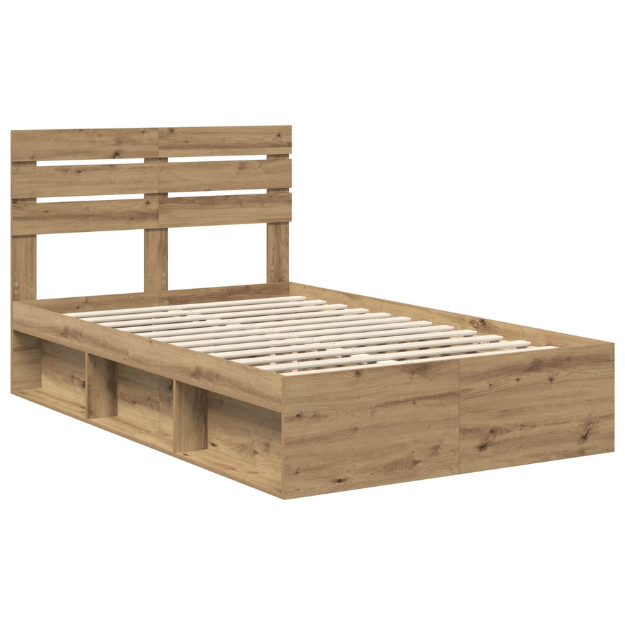 Bedframe Ambachtelijk eiken 120 x 200 cm Massief grenenhout