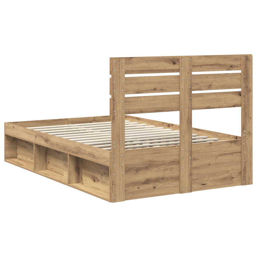 Bedframe Ambachtelijk eiken 120 x 200 cm Massief grenenhout