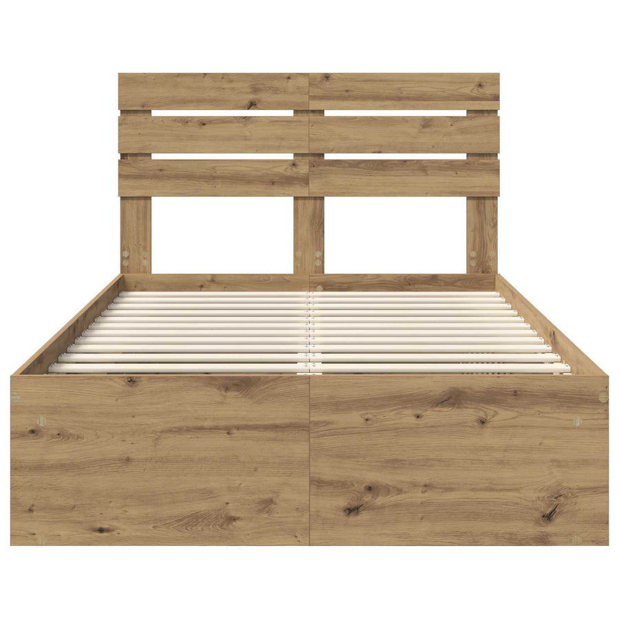 Bedframe Ambachtelijk eiken 120 x 200 cm Massief grenenhout