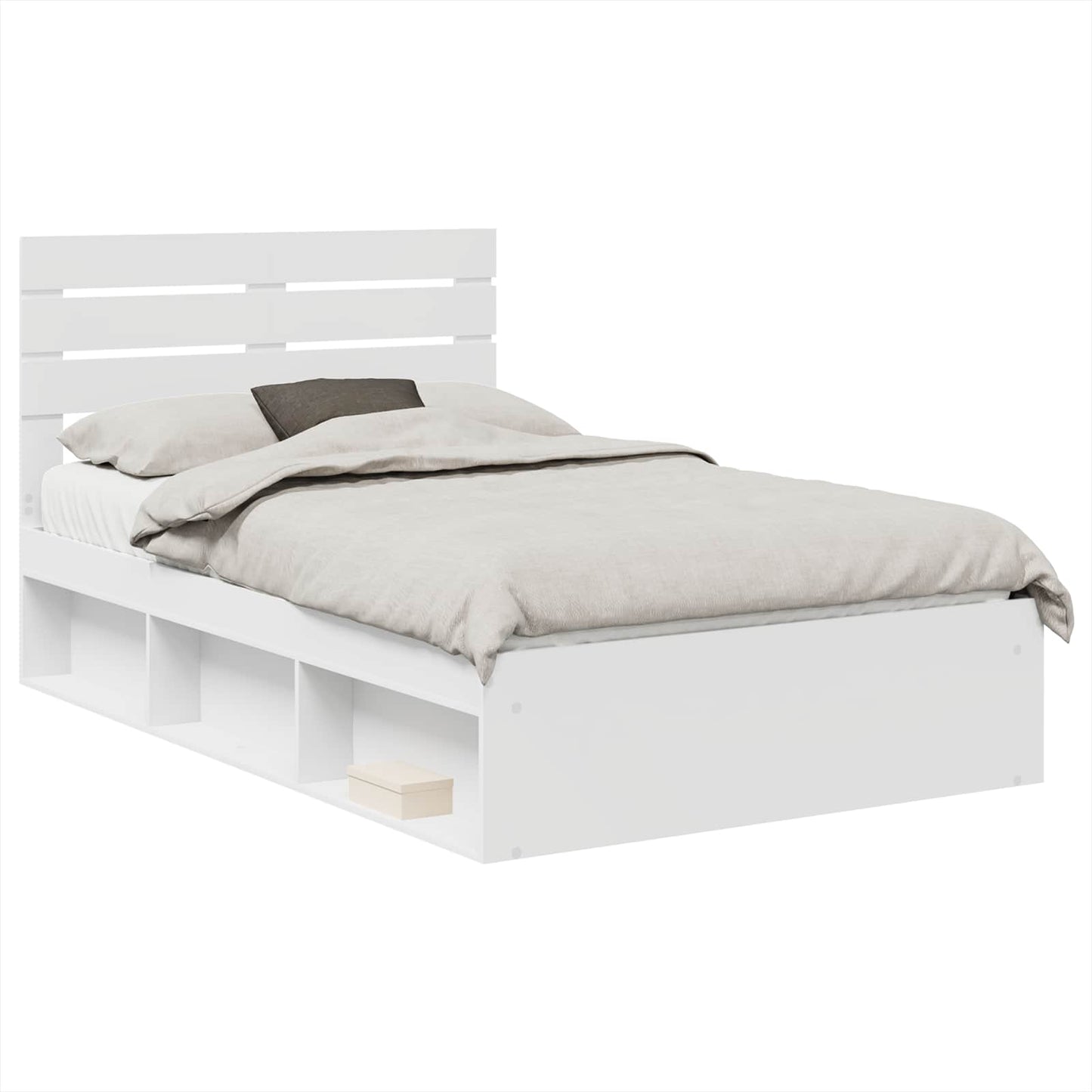 Bedframe met hoofdeinde Wit 120 x 190 cm Massief grenenhout