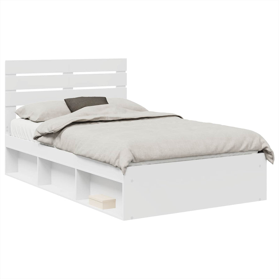 Bedframe met hoofdeinde Wit 120 x 190 cm Massief grenenhout