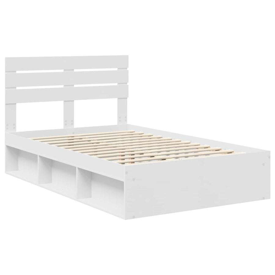 Bedframe met hoofdeinde Wit 120 x 190 cm Massief grenenhout