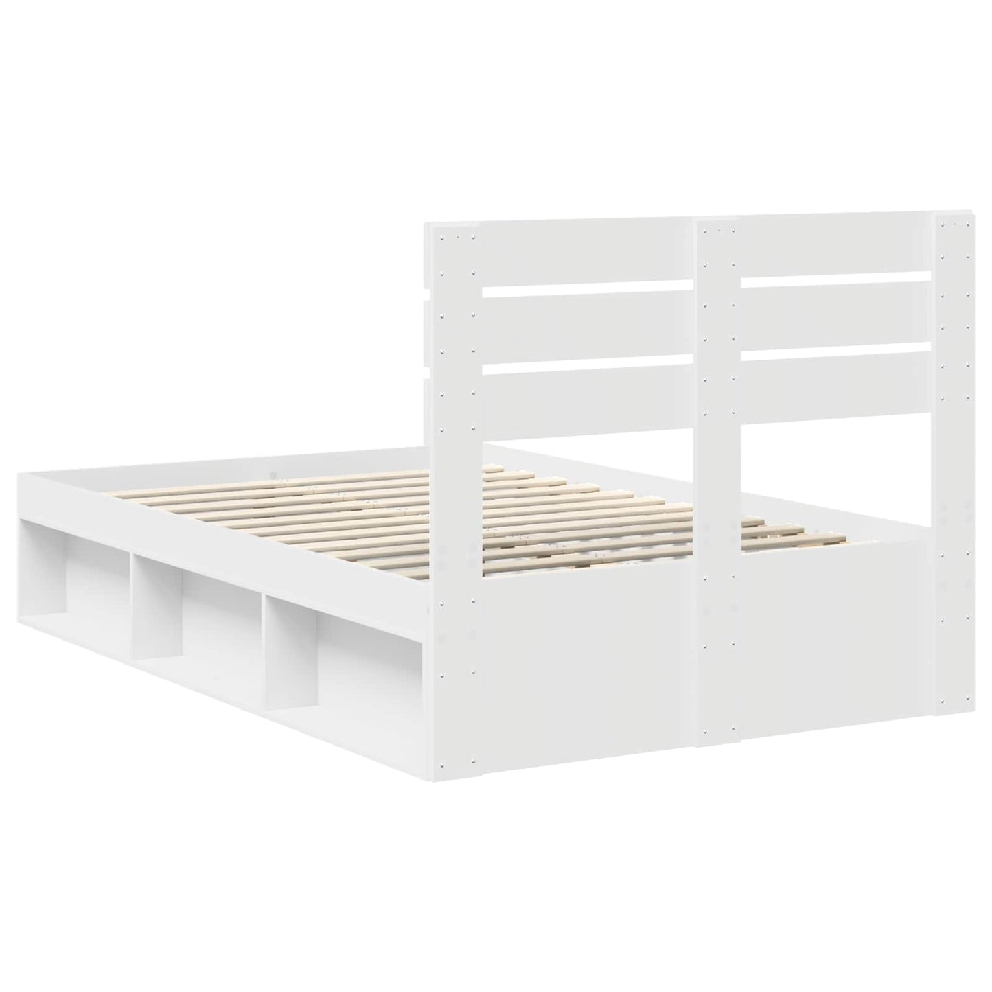 Bedframe met hoofdeinde Wit 120 x 190 cm Massief grenenhout
