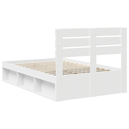 Bedframe met hoofdeinde Wit 120 x 190 cm Massief grenenhout