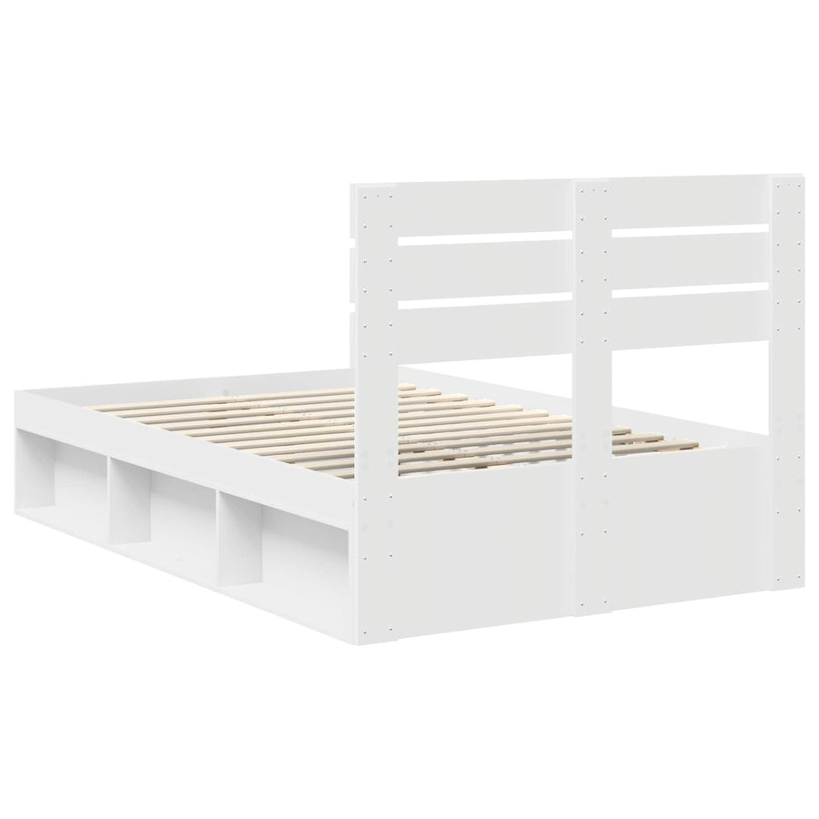 Bedframe met hoofdeinde Wit 120 x 190 cm Massief grenenhout