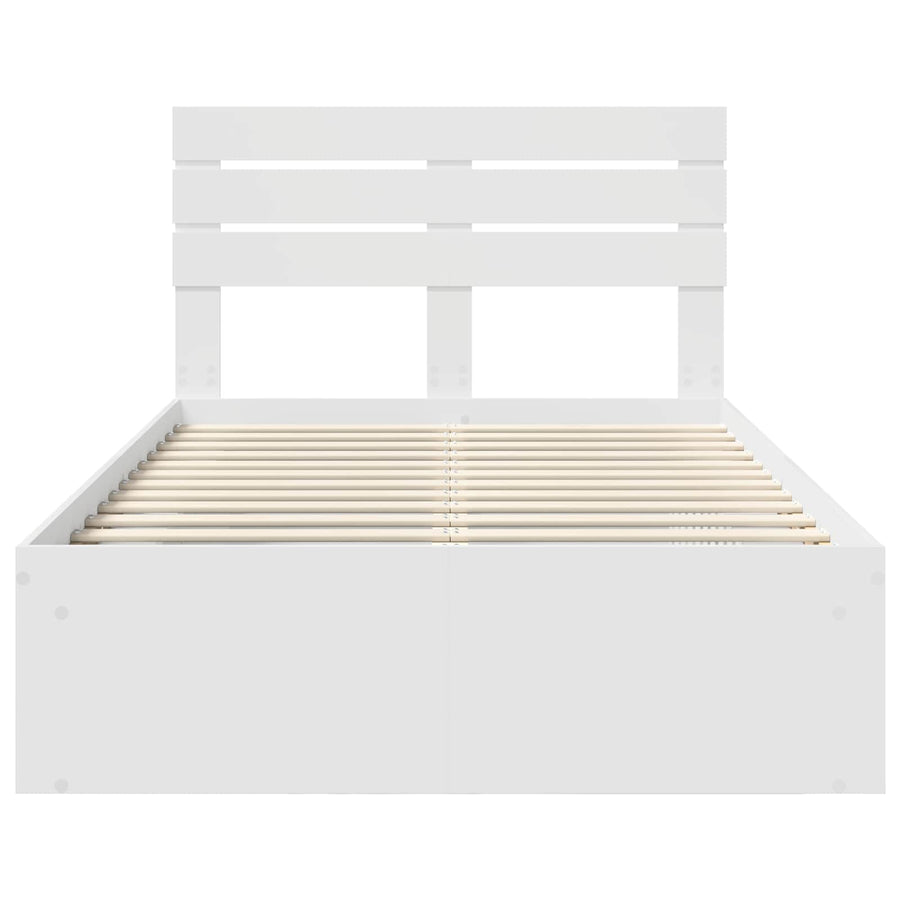 Bedframe met hoofdeinde Wit 120 x 190 cm Massief grenenhout