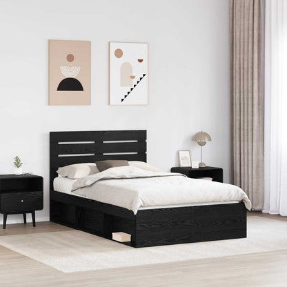 Bedframe met hoofdeinde Zwart 120 x 190 cm Massief grenenhout