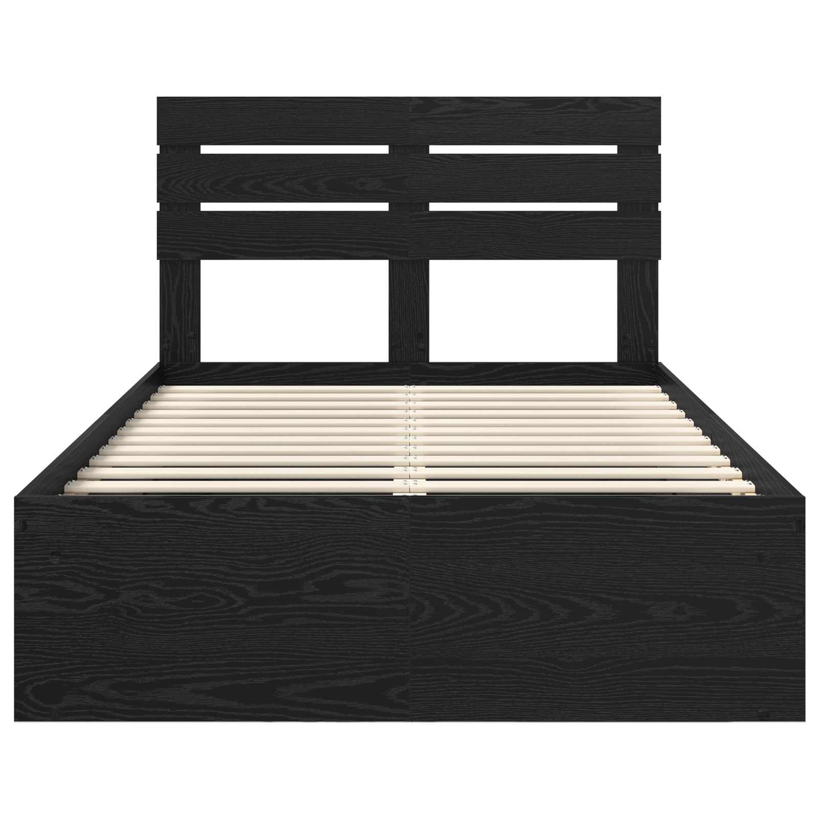 Bedframe met hoofdeinde Zwart 120 x 190 cm Massief grenenhout