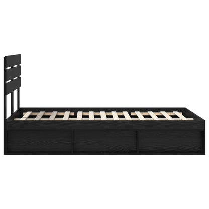 Bedframe met hoofdeinde Zwart 120 x 190 cm Massief grenenhout