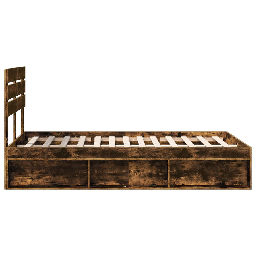 Bedframe Gerookt eiken 120 x 190 cm Massief grenenhout