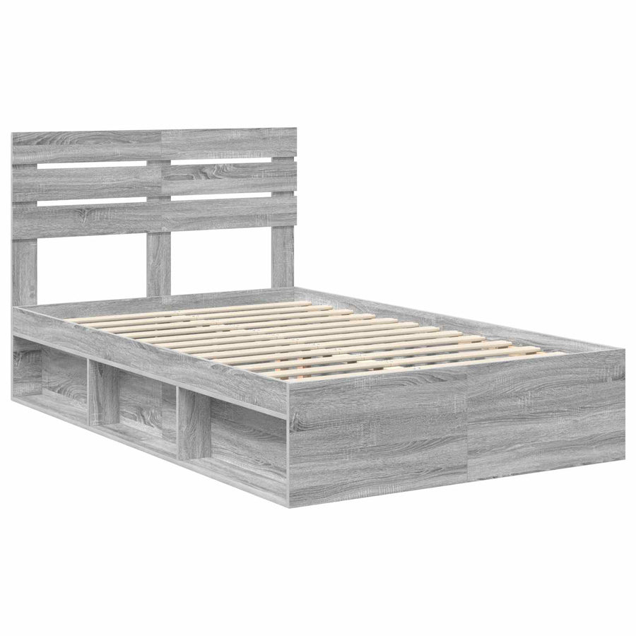 Bedframe Grijs Sonoma 120 x 190 cm Massief grenenhout
