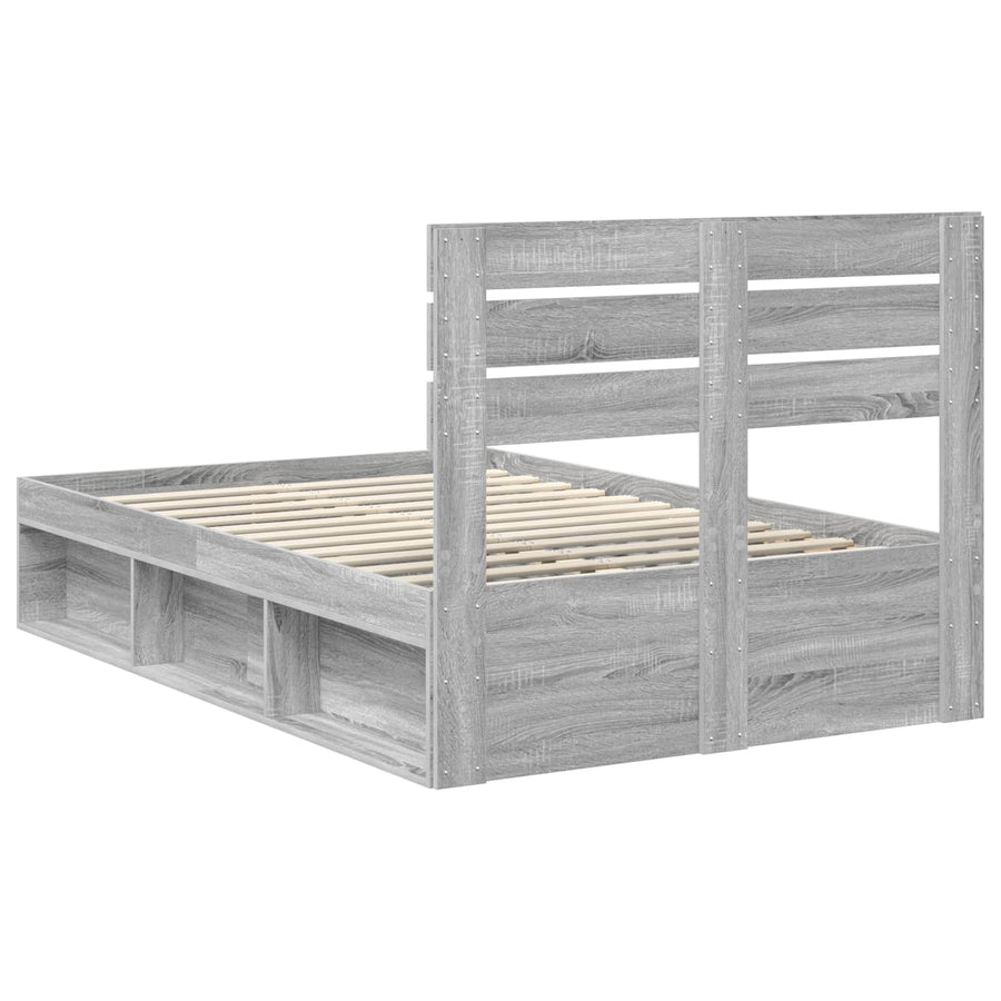 Bedframe Grijs Sonoma 120 x 190 cm Massief grenenhout