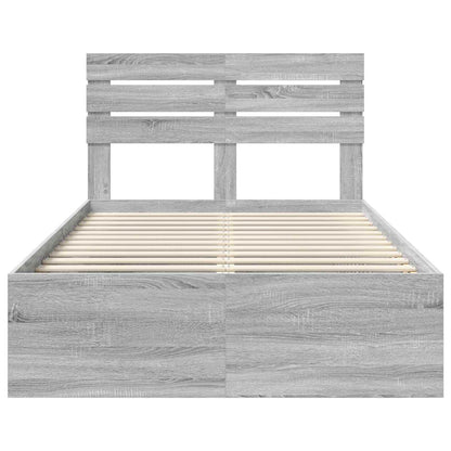 Bedframe Grijs Sonoma 120 x 190 cm Massief grenenhout