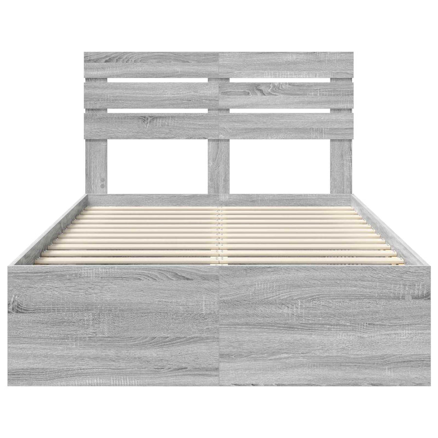 Bedframe Grijs Sonoma 120 x 190 cm Massief grenenhout