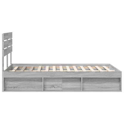 Bedframe Grijs Sonoma 120 x 190 cm Massief grenenhout