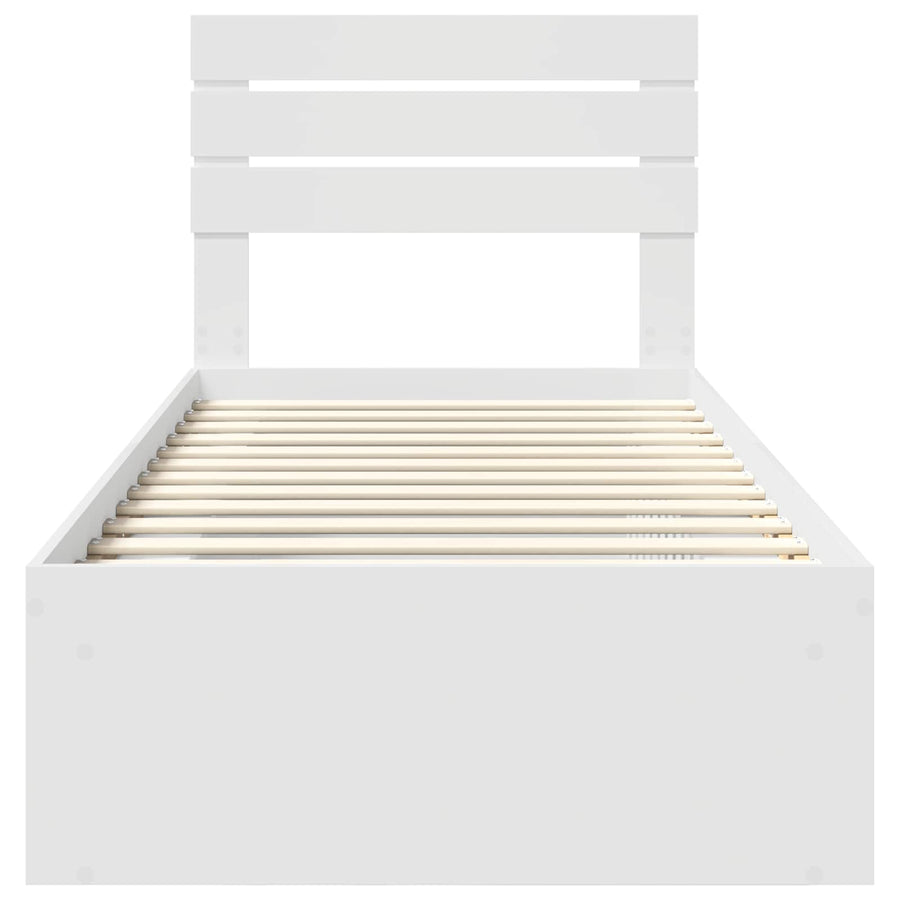 Bedframe met hoofdeinde Wit 100 x 200 cm Massief grenenhout