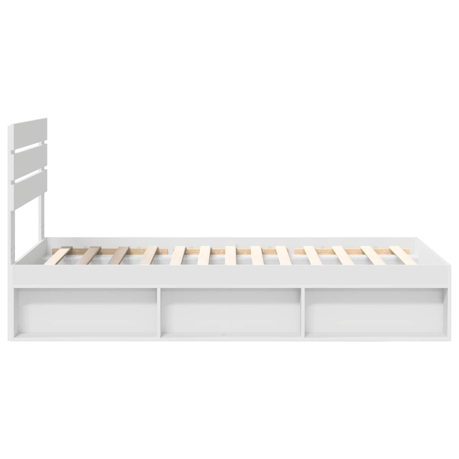 Bedframe met hoofdeinde Wit 100 x 200 cm Massief grenenhout