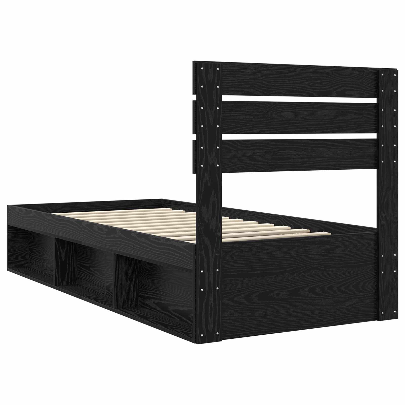 Bedframe met hoofdeinde Zwart 100 x 200 cm Massief grenenhout