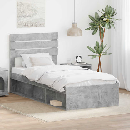 Bedframe Concerte Grijs 100 x 200 cm Massief grenenhout