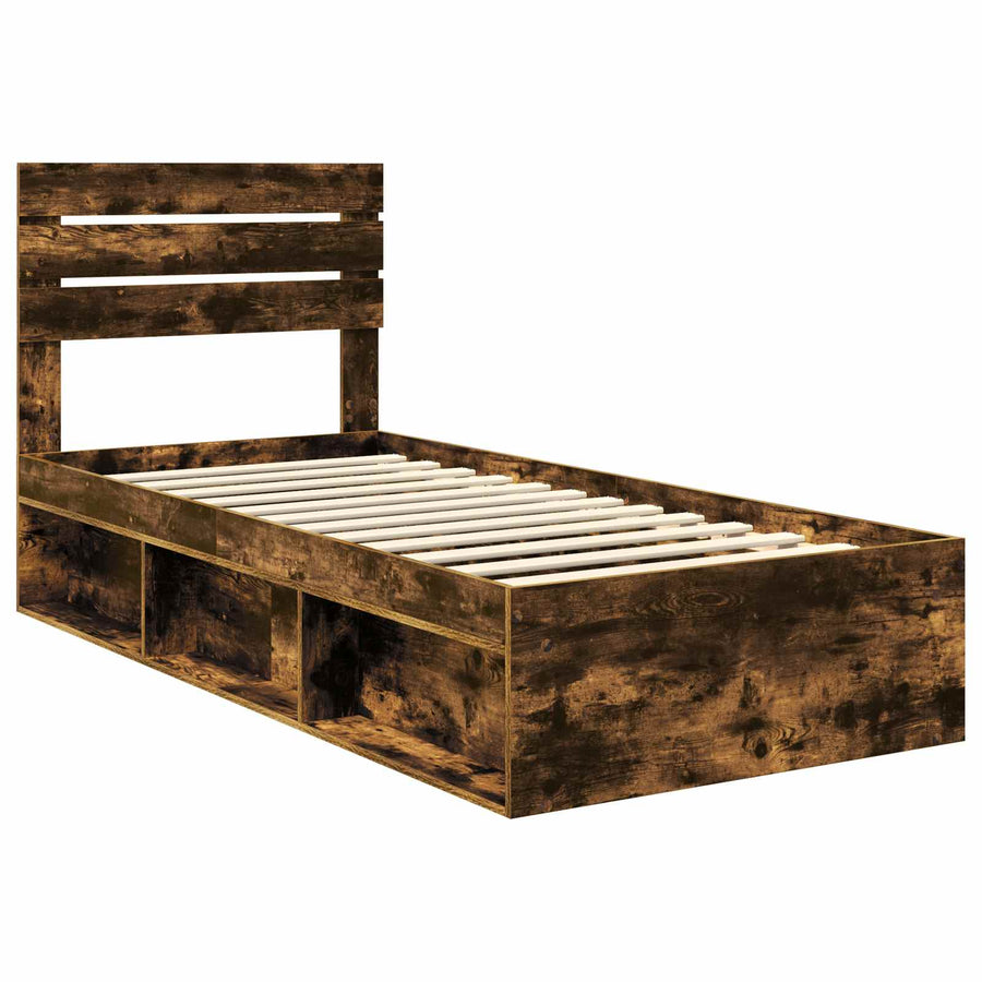 Bedframe Gerookt eiken 100 x 200 cm Massief grenenhout