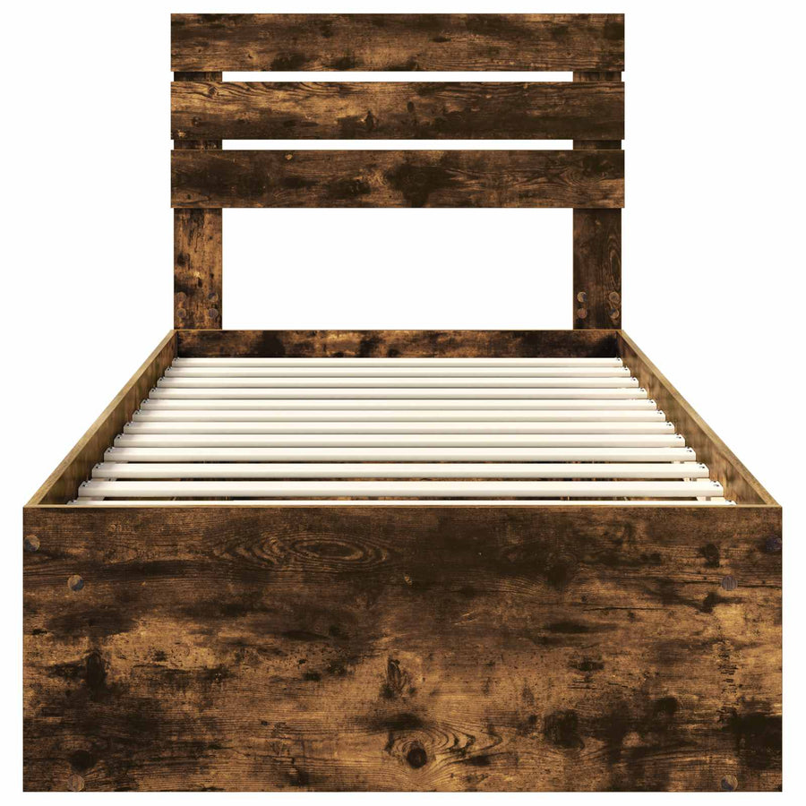 Bedframe Gerookt eiken 100 x 200 cm Massief grenenhout