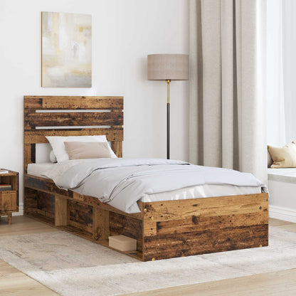 Bedframe met hoofdeinde Oudhout 100 x 200 cm Massief grenenhout