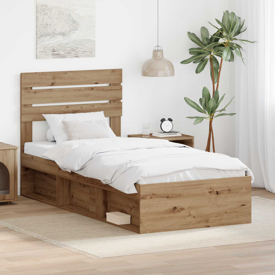 Bedframe Ambachtelijk eiken 100 x 200 cm Massief grenenhout