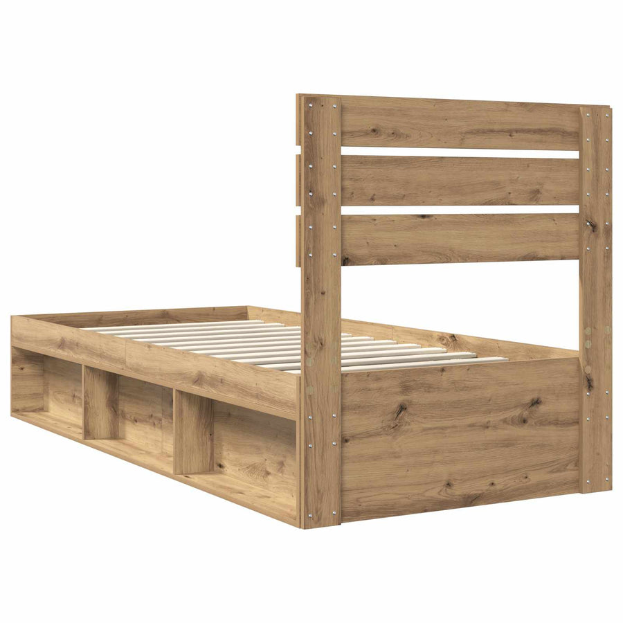 Bedframe Ambachtelijk eiken 100 x 200 cm Massief grenenhout