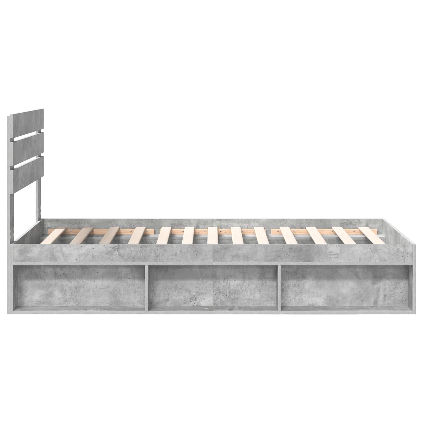 Bedframe met hoofdeinde Beton 90 x 200 cm Massief grenenhout