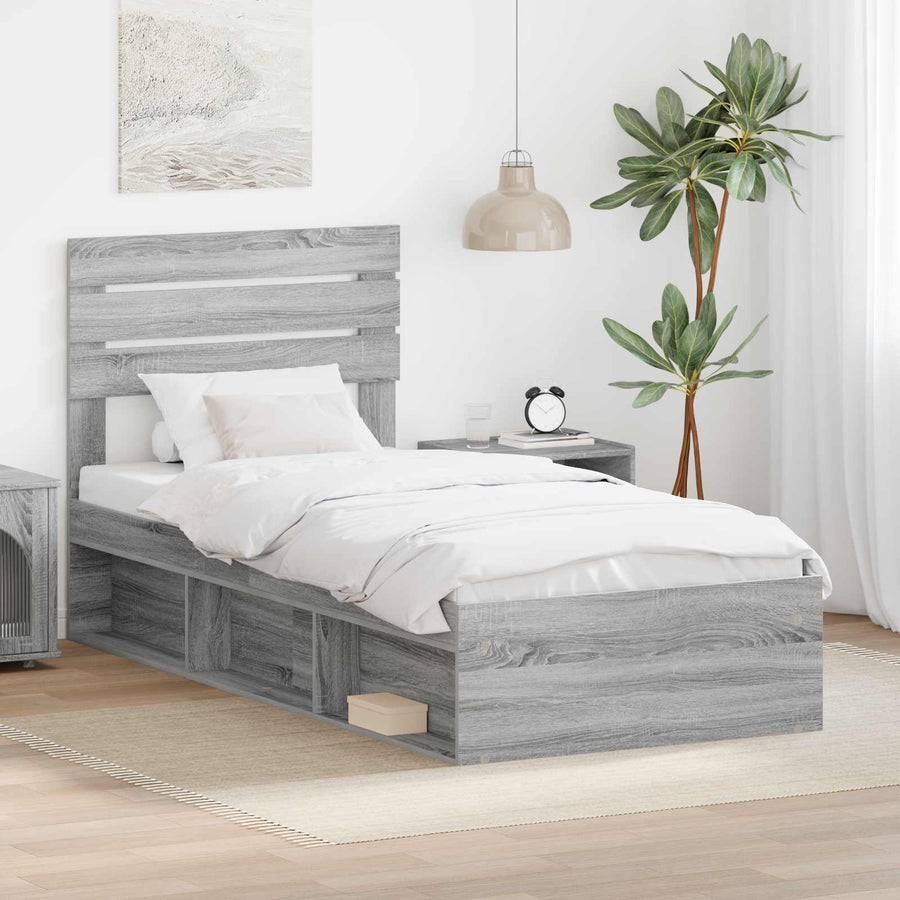 Bedframe Grijs Sonoma 90 x 200 cm Massief grenenhout