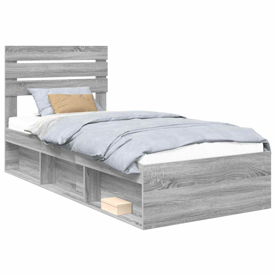 Bedframe Grijs Sonoma 90 x 200 cm Massief grenenhout