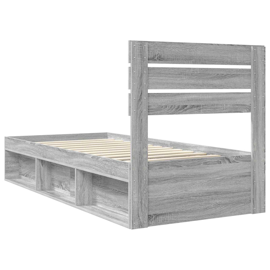 Bedframe Grijs Sonoma 90 x 200 cm Massief grenenhout