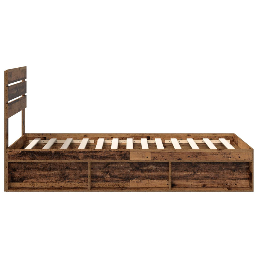 Bedframe met hoofdeinde Oudhout 90 x 200 cm Massief grenenhout